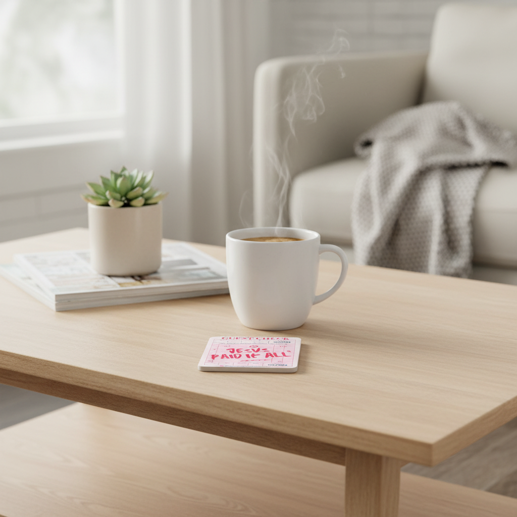Jesus Paid It All Square Coaster Mockup