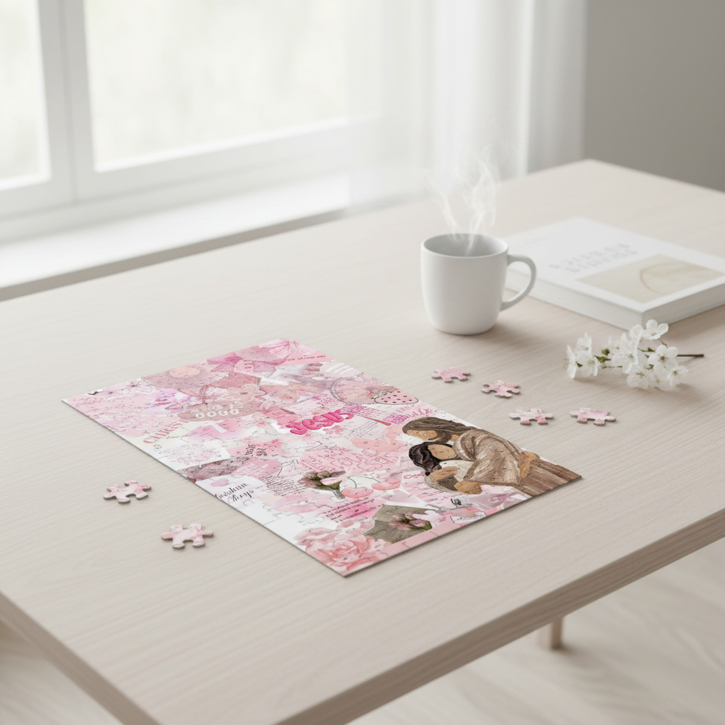 Pink Jesus Puzzle Mockup